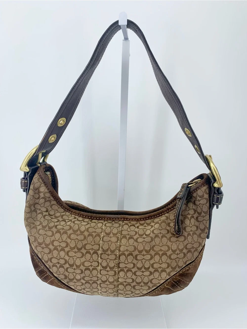 Coach Vintage ‘06 Soho Mini Signature C Jacquard Hobo lLeather & Suede #2154